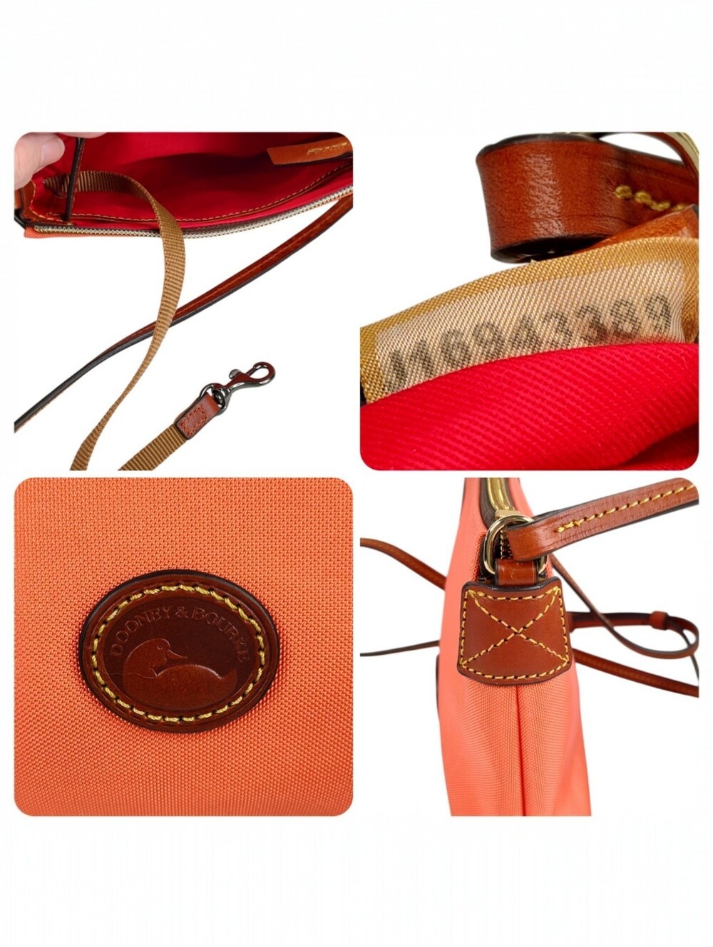 Dooney & Bourke Nylon with Leather Pouchette Crossbody Bag – Peach NEW - Picture 9 of 15